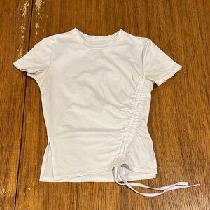 SHEIN White Ribbed Runched Top